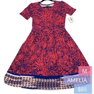 LuLaRoe Amelia Dress Border Print Rare Medium